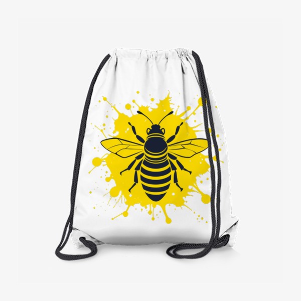 Рюкзак «Силуэт пчелы на жёлтом фоне»