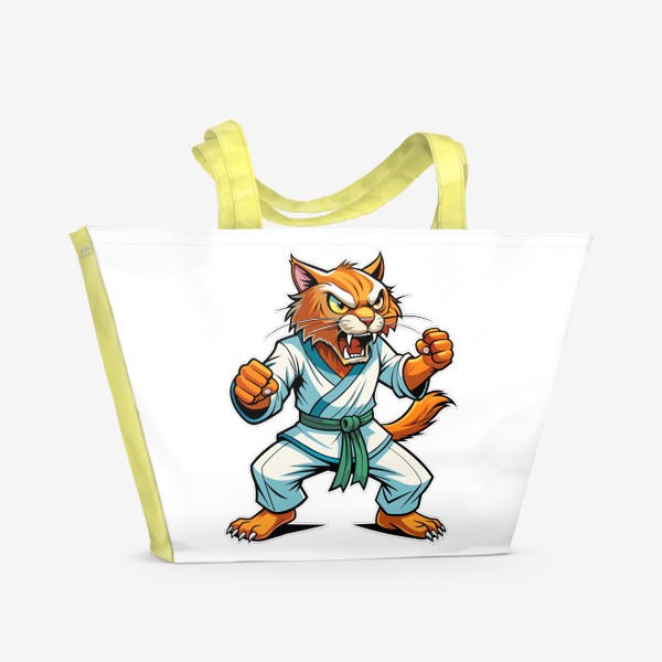 Пляжная сумка «Мастер карате в образе кота»
