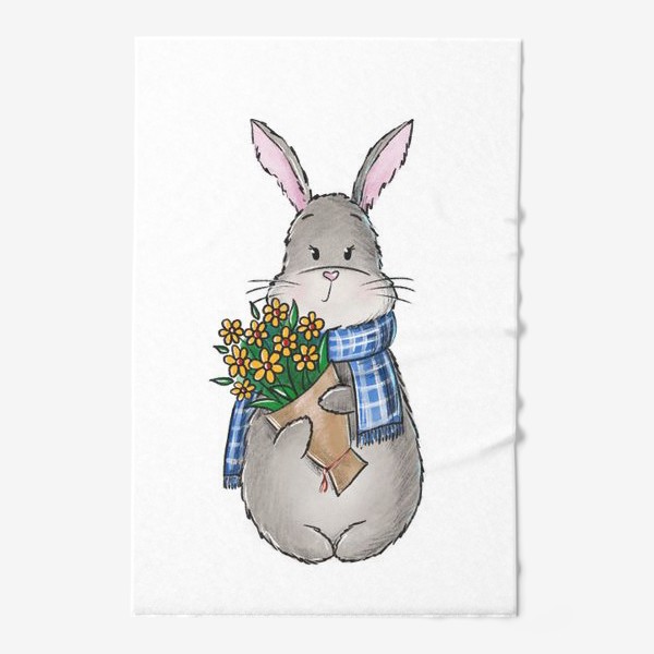 Полотенце &laquo;Кролик с букетом цветов&raquo;
