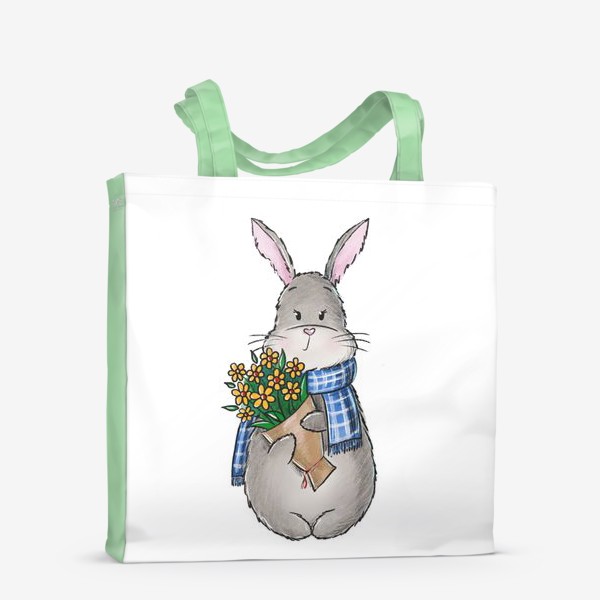Сумка-шоппер «Кролик с букетом цветов»