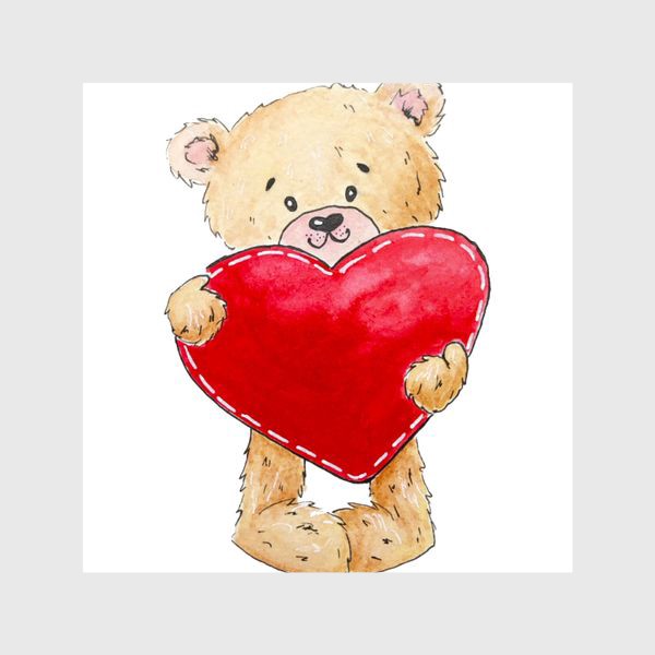 Шторы «Медвежонок с красным сердцем. Любовь»