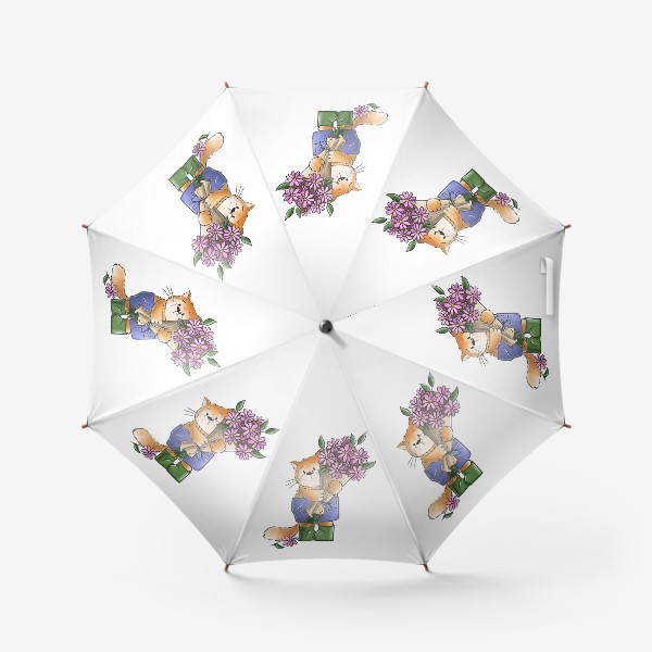 Зонт «Котик с букетом цветов»