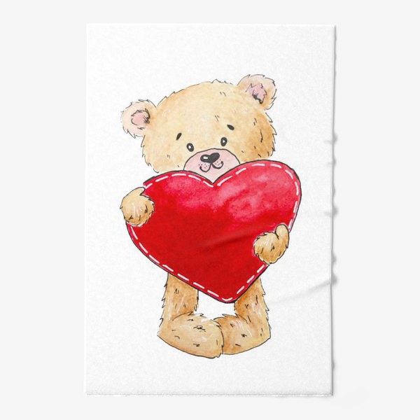 Полотенце «Медвежонок с красным сердцем. Любовь»