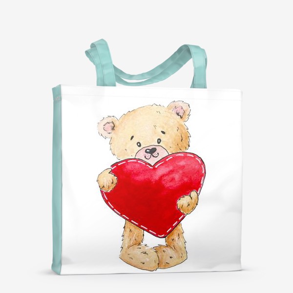 Сумка-шоппер «Медвежонок с красным сердцем. Любовь»