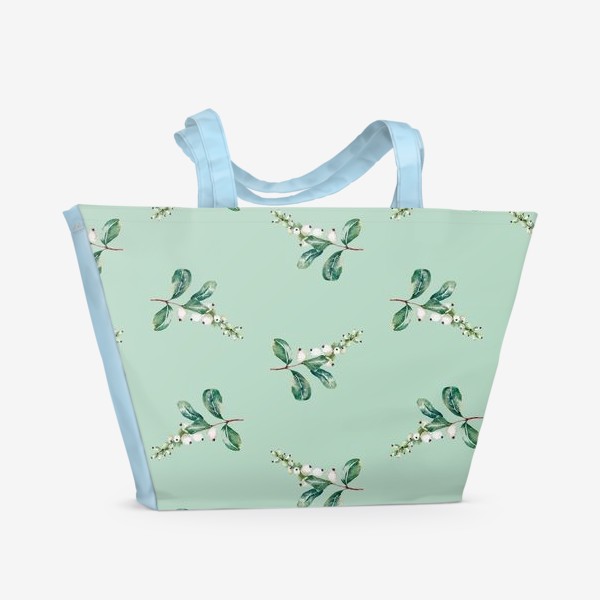 Пляжная сумка «Снежноягодник на мятном фоне»