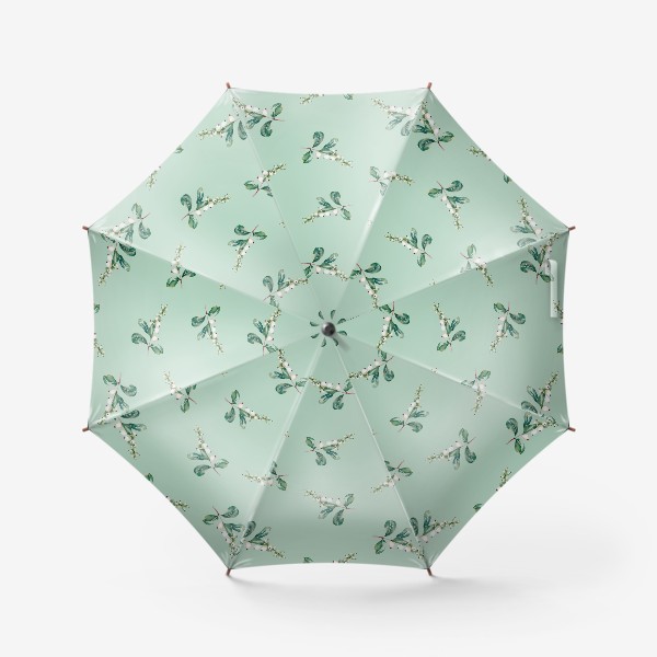 Зонт «Снежноягодник на мятном фоне»