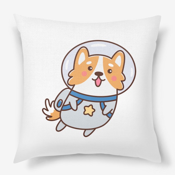Подушка «Милая собачка корги космонавт в каваи стиле»