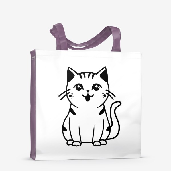 Сумка-шоппер «Милый кот мультяшный с большими глазами, улыбается, иллюстрация»