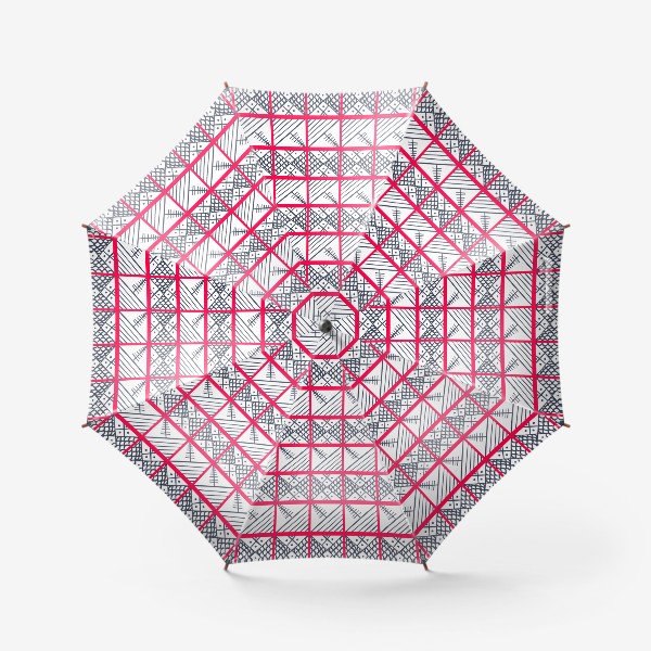 Зонт «Красные полосы по мотивам мезенской росписи»