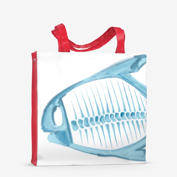 Сумка-шоппер «Голубой скелет рыбы скетч »