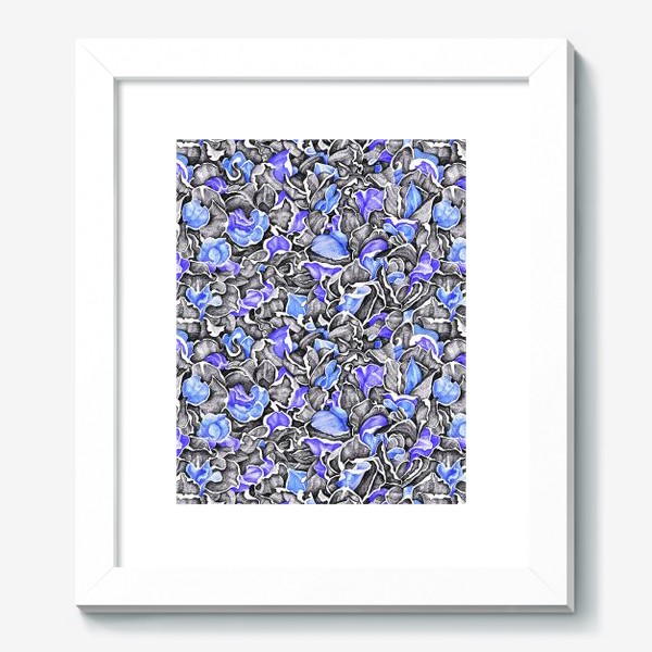 Картина «Загадочный сад | Цветочный паттерн, синий»