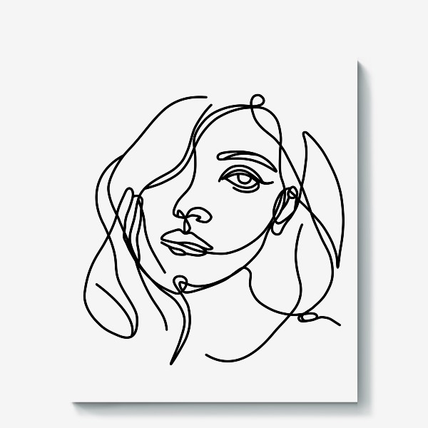 Холст «Контурный рисунок лица девушки»