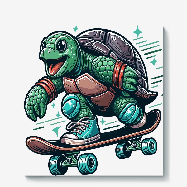 Холст «Черепаха на скейтборде»