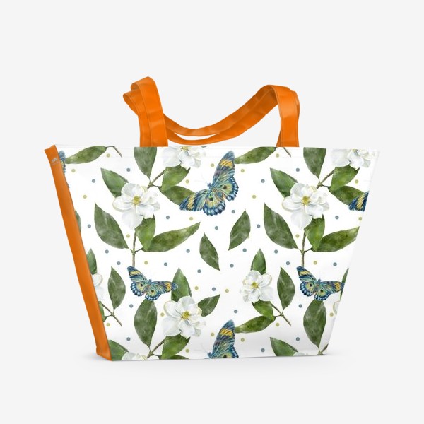 Пляжная сумка «Бабочки и магнолии»