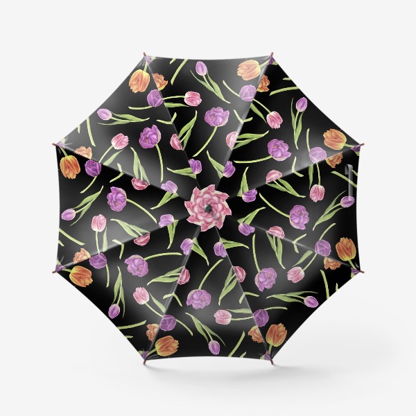 Зонт «Тюльпаны на черном фоне»