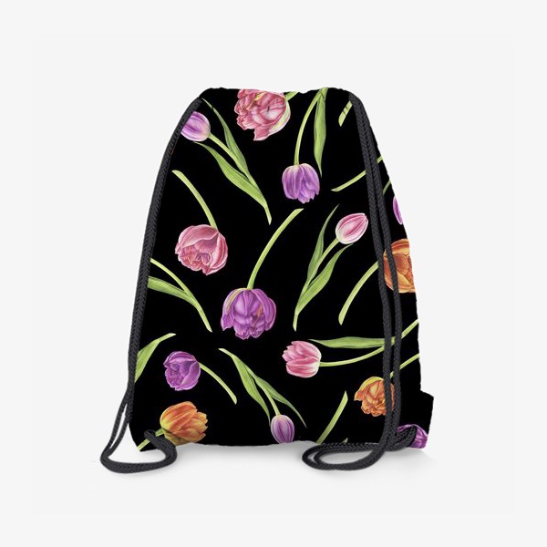 Рюкзак «Тюльпаны на черном фоне»