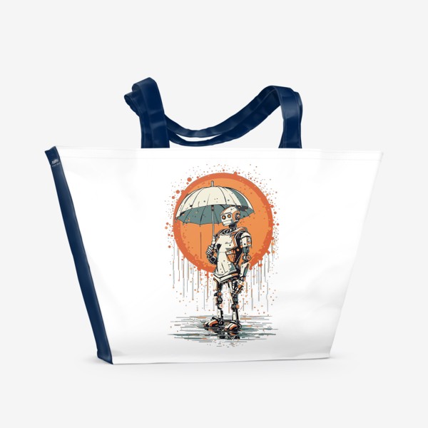 Пляжная сумка «Робот под дождём»