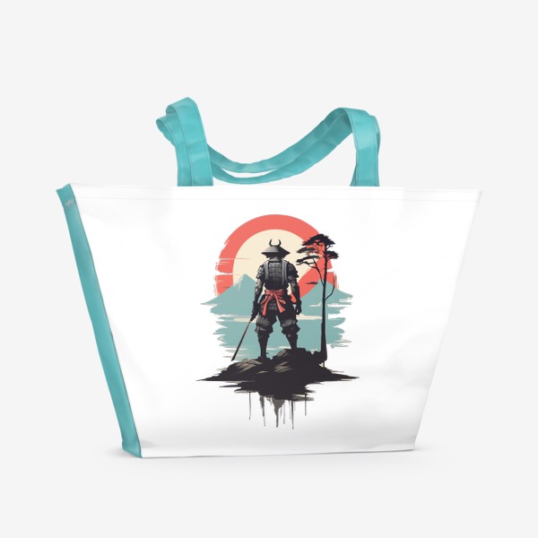 Пляжная сумка «Японский воин на закате»