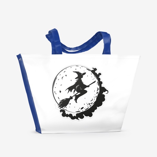 Пляжная сумка «Ведьма на метле на фоне луны»