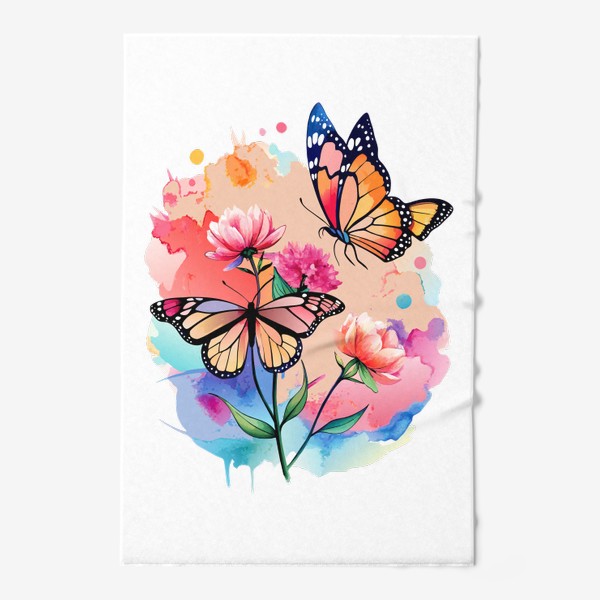Полотенце «Бабочки и цветы»