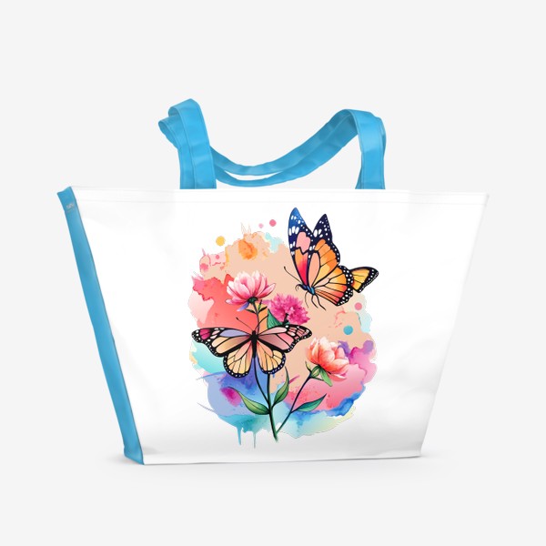 Пляжная сумка «Бабочки и цветы»