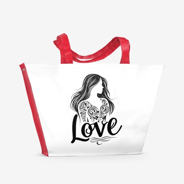 Пляжная сумка «Женский силуэт с любовью»