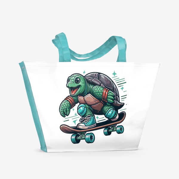 Пляжная сумка «Черепаха на скейтборде»
