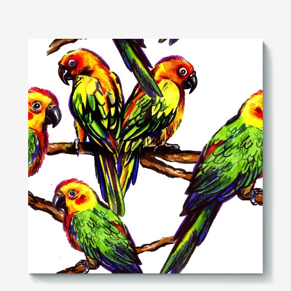 Холст «попугаи»