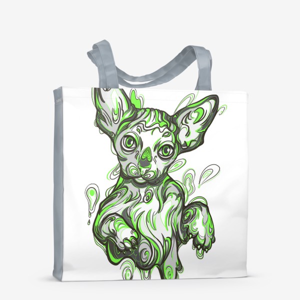Сумка-шоппер «кот зелёный»