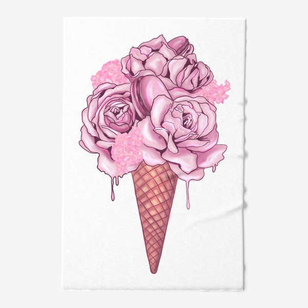 Полотенце «Розовые цветы в вафельном рожке»