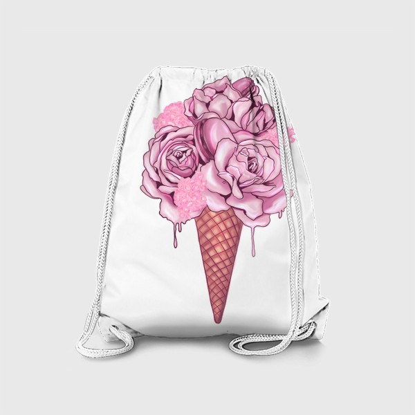 Рюкзак «Розовые цветы в вафельном рожке»