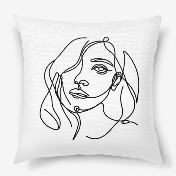 Подушка «Контурный рисунок лица девушки»