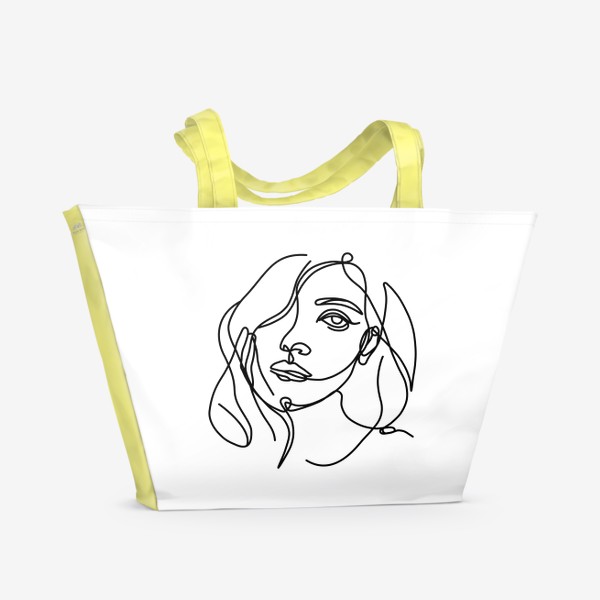 Пляжная сумка &laquo;Контурный рисунок лица девушки&raquo;