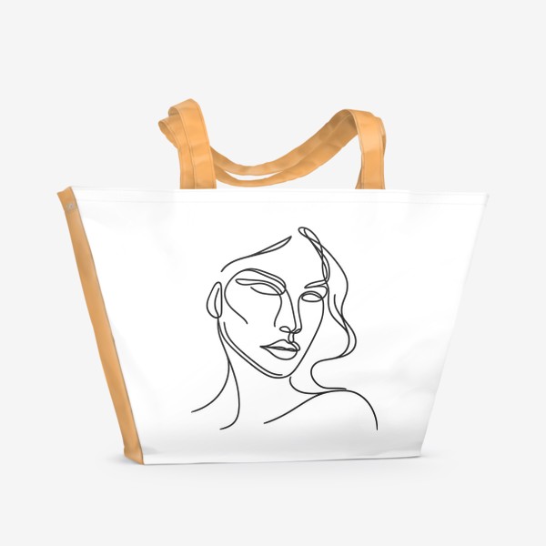 Пляжная сумка «Тонкие линии лица девушки»