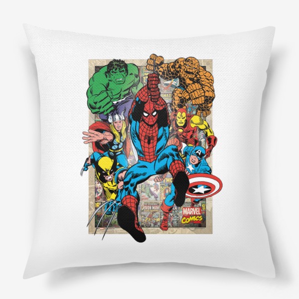 Подушка «Супергерои "Человек паук, Железный человек, Халк, Тор, Капитан Америка"»