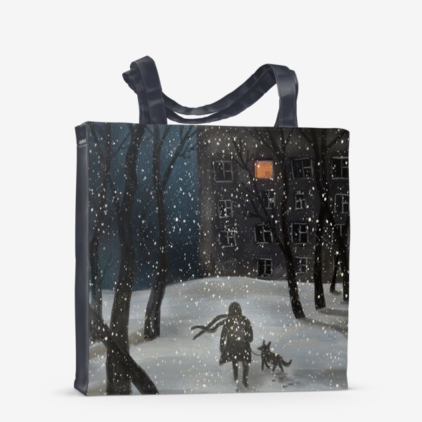 Сумка-шоппер «Зимний пейзаж вечерняя прогулка »