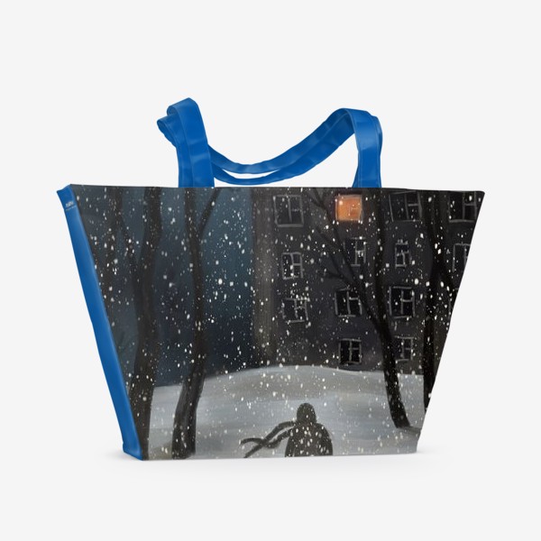 Пляжная сумка «Зимний пейзаж вечерняя прогулка »