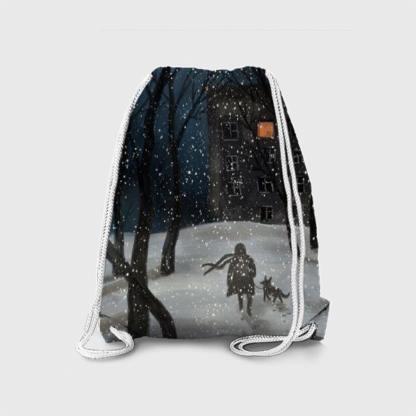 Рюкзак «Зимний пейзаж вечерняя прогулка »