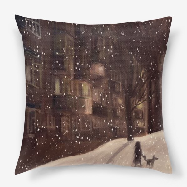Подушка «Городской зимний пейзаж»