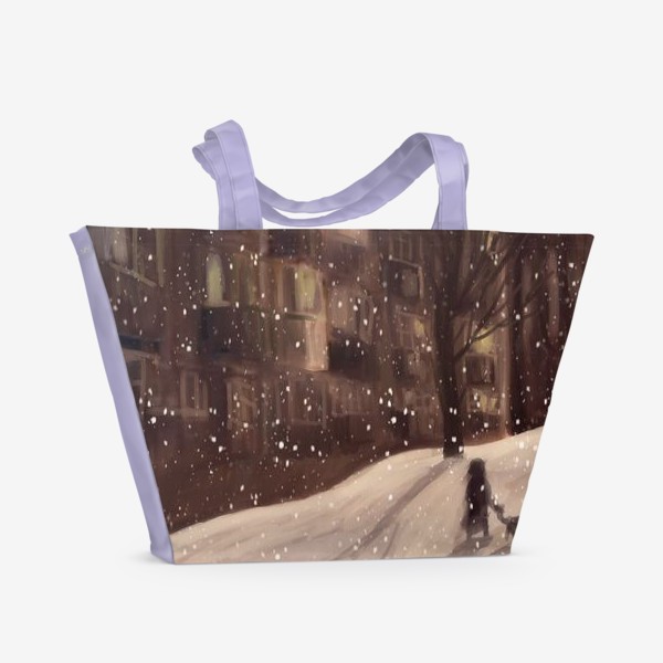 Пляжная сумка «Городской зимний пейзаж»