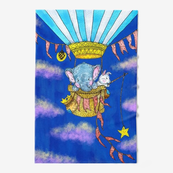 Полотенце «Милые животные путешествуют на воздушном шаре »