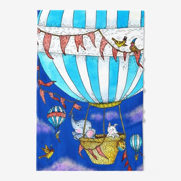 Полотенце &laquo;Воздушный шар и милые животные&raquo;