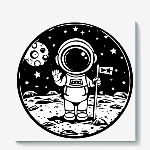 Холст «Космонавт на луне»