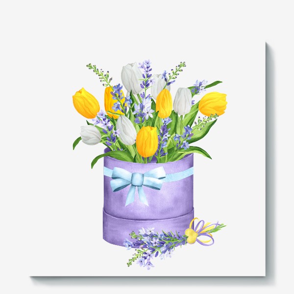 Холст «Тюльпаны и лаванда в подарок»