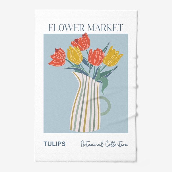 Полотенце «Букет тюльпанов, цветочный принт»