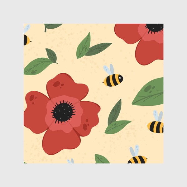 Скатерть «маки с пчелками»