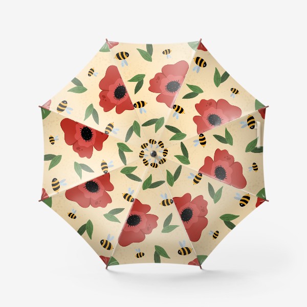 Зонт «маки с пчелками»