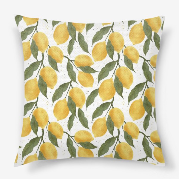 Подушка «Паттерн с ветками лимона»