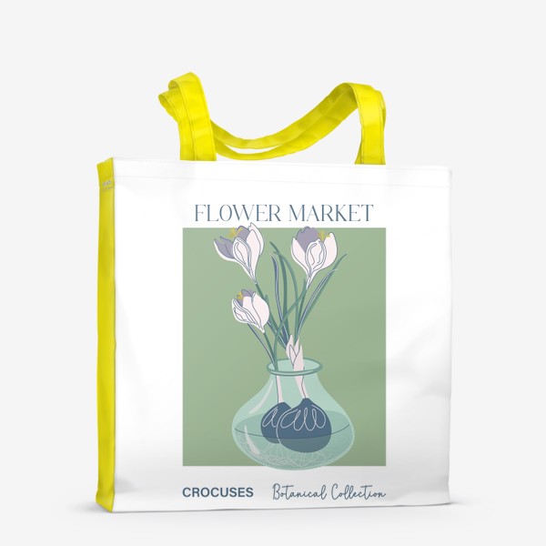 Сумка-шоппер «Крокусы. Весенние цветы в вазе. Flower market.»