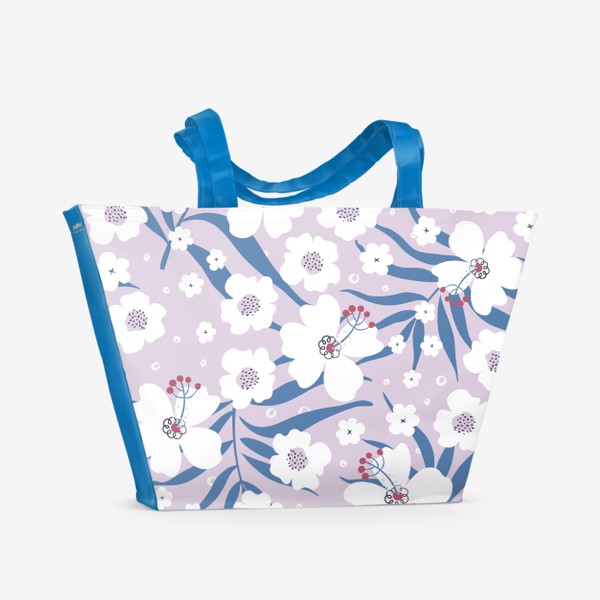 Пляжная сумка &laquo;Тропический принт с цветами и пальмовыми листьями&raquo;